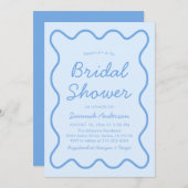 Golvende Modern Curvy Bold Squiggle Blue Vrijgezel Kaart (Voorkant / Achterkant)