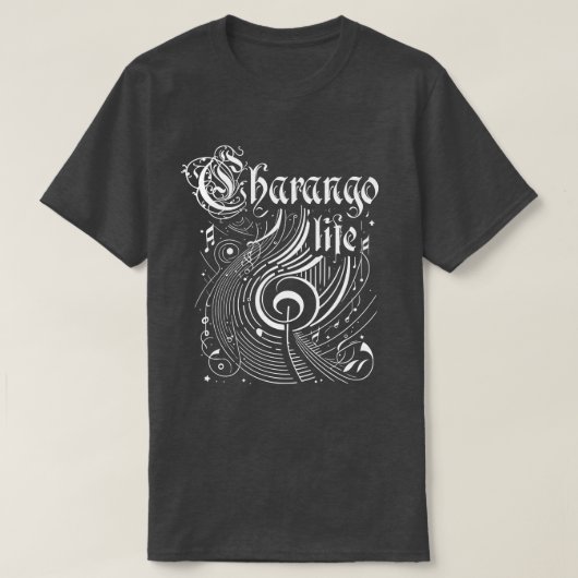 Golvende muziek Charango Life T-shirt (Design voorkant)