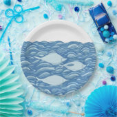 Golvende oceaan en vissendocument bord (Feest)