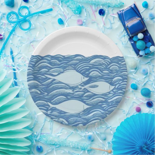 Golvende oceaan en vissendocument bord (Feest)