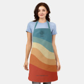 Golvende Retro Stripe Logo Schort (Gedragen)