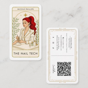 Golvende Rode Haar Nagel Tech Tarot Social Media Q Visitekaartje