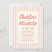 Golvende Roze en Rode Handschrift Bruiloft QR Code Kaart (Voorkant)