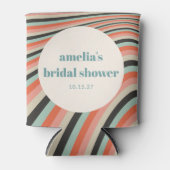 Golvende strepen Aqua Perzik Aangepaste Bruiloft F Blikjeskoeler (Voorkant)