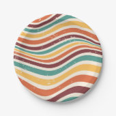 Golvende strepen, grunge. Retro groovy Papieren Bordje (Voorkant)