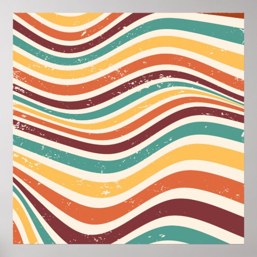 Golvende strepen, grunge. retro poster (Voorkant)