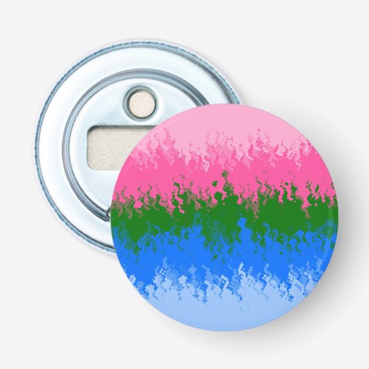 Golvende Trippy Abstract Omniromantische Pride Vla Button Flesopener (Voorkant)