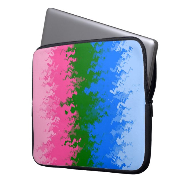 Golvende Trippy Abstract Omniromantische Pride Vla Laptop Sleeve (Voorkant Links)