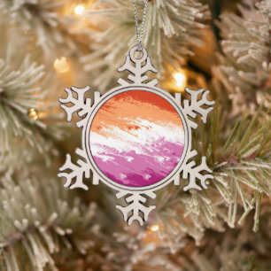 Golvende Trippy Groovy Abstract Lesbische Pride Vl Tin Sneeuwvlok Ornament