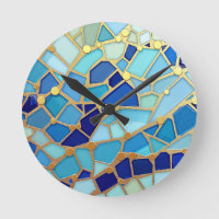 Golvenzee Blauw en Goud Mozaïek Kunst