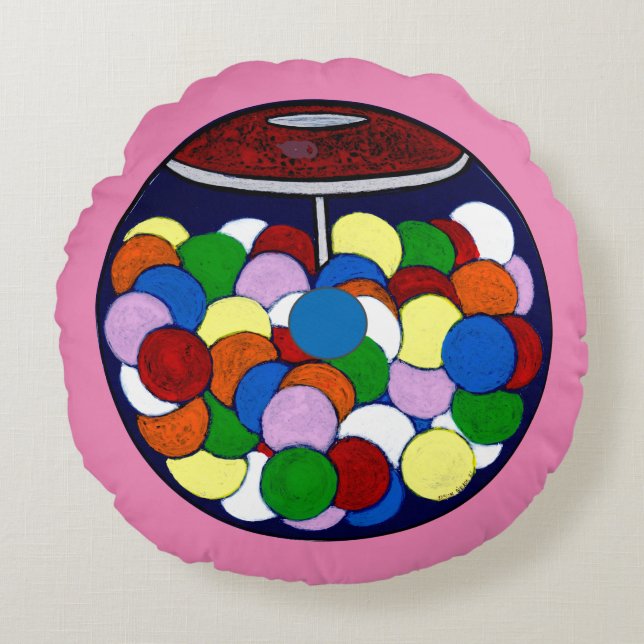 Gom Ball-machine Rond Kussen (Voorkant)