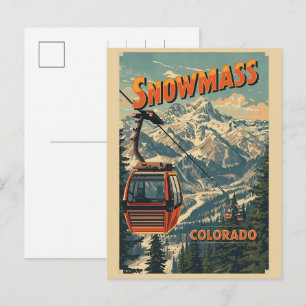 Gondelbaan vintage SNOWMASS aspen Colorado skiskië Feestdagenkaart
