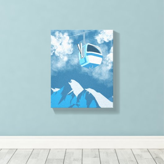 gondelrit | Ski Mountain Winter Schilderij Canvas Afdruk (Insitu (Houten vloer))