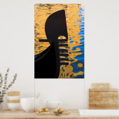 Gondola en waterrimpels, Italië Poster (Keuken)