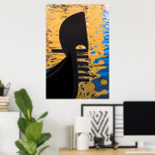 Gondola en waterrimpels, Italië Poster (Thuiskantoor)