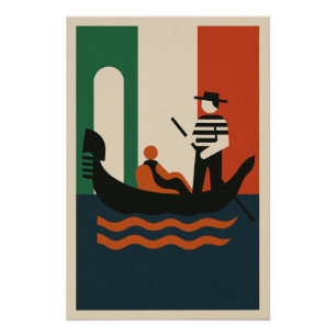 Gondola in Italië op de Geometrische Fond Perfect Poster