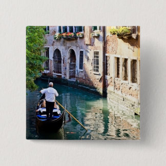 Gondola in Venetië, Italië Vierkante Button 5,1 Cm