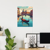 Gondola ride in Venice with historic buildings Poster (Thuiskantoor)