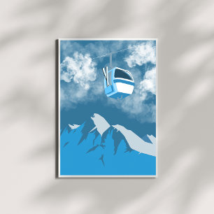 Gondola rit   Skiberg Winter Schilderij Poster