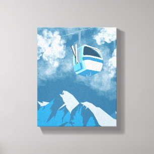 Gondola Rit   Skigebied Winter Schilderij Canvas Afdruk