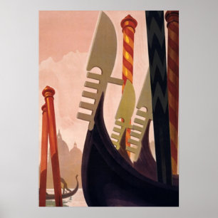 Gondolas Canal Venetië Italië Reizen Poster