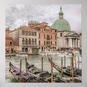 Gondolas Parked in Grand Canal, Venetië, Italië Poster