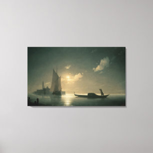 Gondolier bij Zee van Night, 1843 Canvas Afdruk