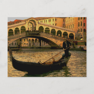 Gondolier en Rialtobrug, Venetië Briefkaart