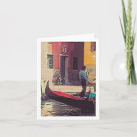 "Gondolier et joueur d'Accordian carte à Venise"