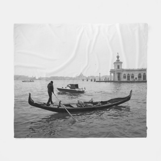 Gondolier Venice Italië zwart-wit landschap P Fleece Deken (Voorkant (Horizontaal))