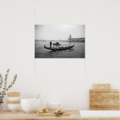 Gondolier Venice Italië zwart-wit landschap Poster (Keuken)