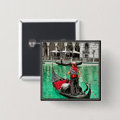 Gondolier Vierkante Button 5,1 Cm (Voorkant /achterkant)