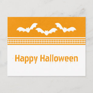 Gone Batty Halloween Briefkaart, Oranje en wit Briefkaart