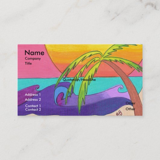 Gone Beachy Business Card-sjabloon Visitekaartje (Voorkant)