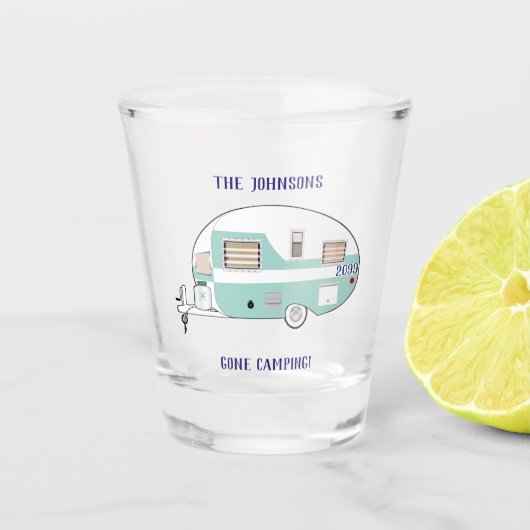 Gone Camping RV Trailer Camper Shot Glass Glas (Voorkant)