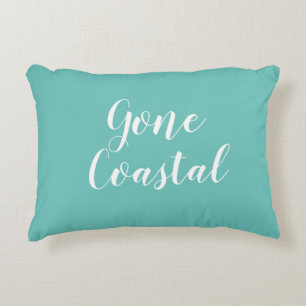 Gone Coastal Beach Turquoise Script Accent Pillow Kussen