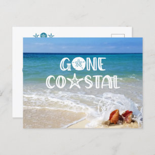 Gone Coastal Beach Wave Shells Foto Moving Aankondigingskaart