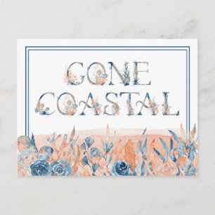Gone Coastal Blauwe Koraal Aquarel We Zijn Verhuis Briefkaart