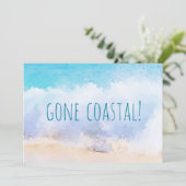 Gone Coastal New Home Wave op het strand Waterverf Aankondiging (Staand voorkant)