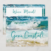 Gone Coastal New Home Wave op het strand Waterverf Aankondiging (Voorkant / Achterkant)