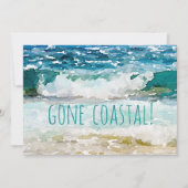Gone Coastal New Home Wave op het strand Waterverf Aankondiging (Voorkant)