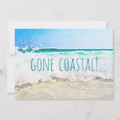 Gone Coastal New Home Wave op het strand Waterverf Aankondiging (Voorkant)
