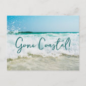 Gone Coastal New Home Wave op het strand Waterverf Aankondigingskaart (Voorkant)