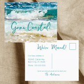 Gone Coastal New Home Wave op het strand Waterverf Aankondigingskaart
