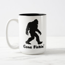 Gone Fishin’ Bigfoot Sasquatch Tweekleurige Koffiemok