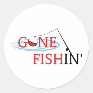 Gone Fishin Ronde Sticker
