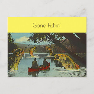  Gone Fishin Vist Overdrijvende pc Feestdagenkaart