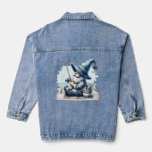 Gone Fishing Gnome Fems Denim Jacket (Verso)