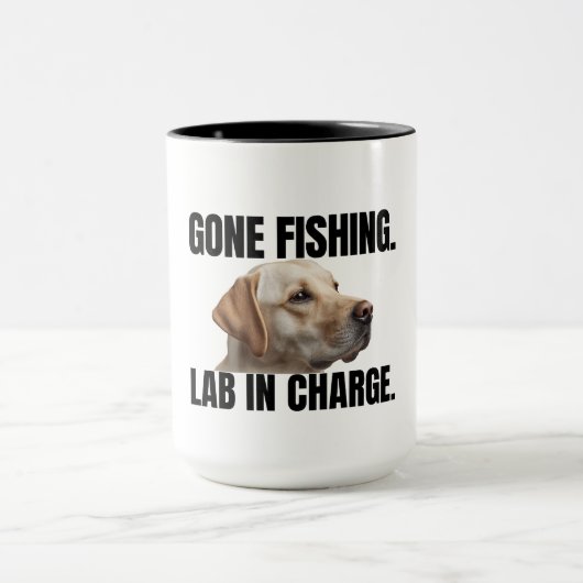 Gone Fishing. Lab in Charge. Mug (Centre)