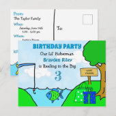 Gone Fishing Petite Boy's Birthday Invitations (Devant / Derrière)